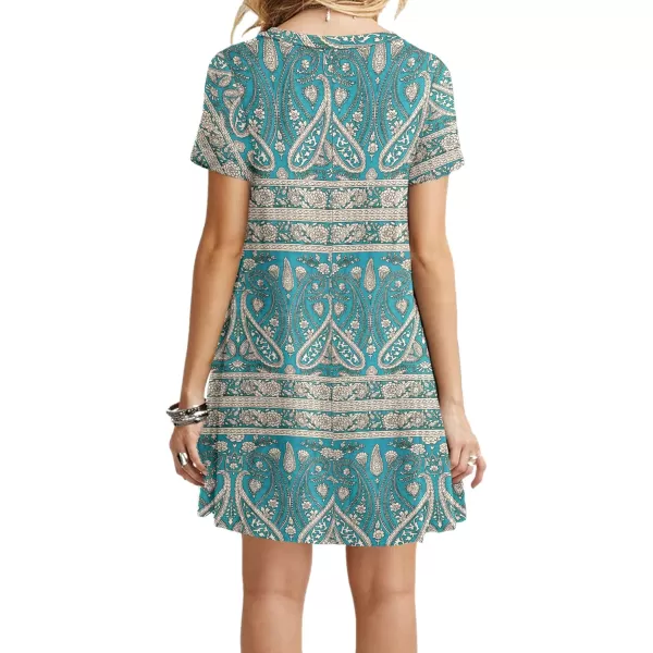 MOLERANI Womens Casual Plain Simple TShirt Loose Dress02 Boho Floral Green