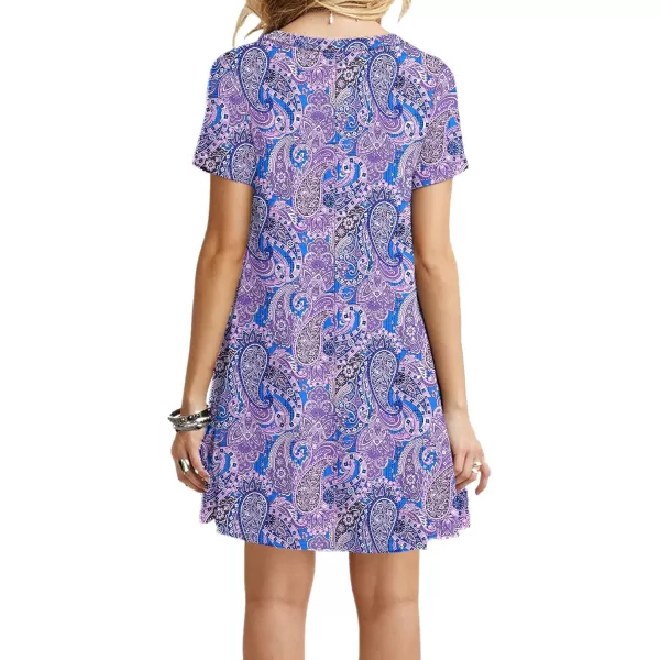 MOLERANI Womens Casual Plain Simple TShirt Loose Dress02 Boho Floral Purple