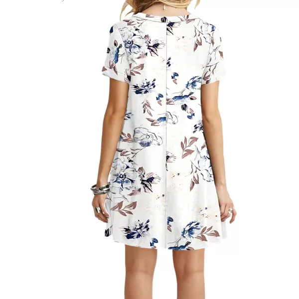 MOLERANI Womens Casual Plain Simple TShirt Loose Dress02 Floral White
