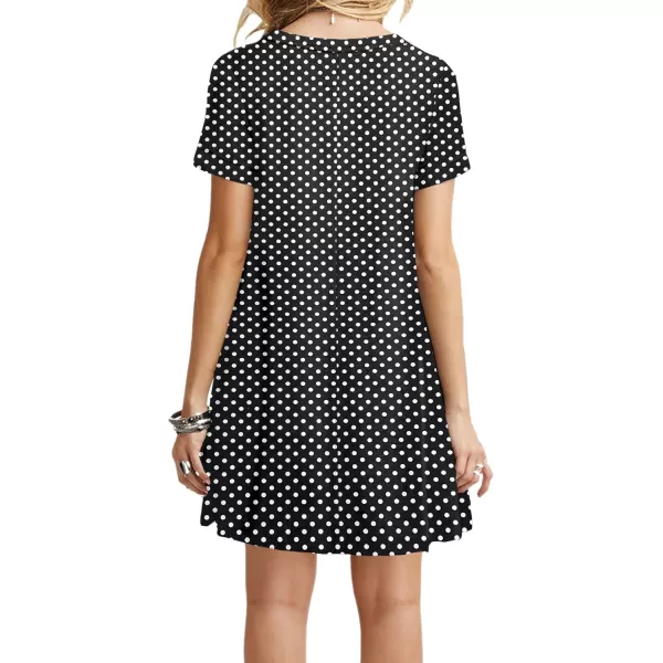 MOLERANI Womens Casual Plain Simple TShirt Loose Dress02 Polka Dot Black