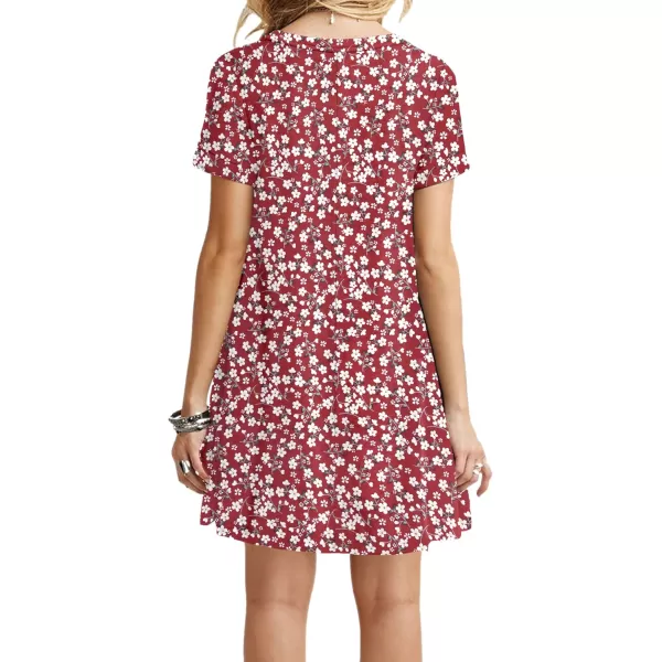 MOLERANI Womens Casual Plain Simple TShirt Loose Dress02 Red Flower
