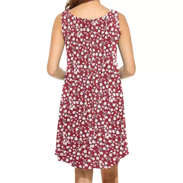 MOLERANI Womens Casual Swing Simple TShirt Loose DressRed Flower