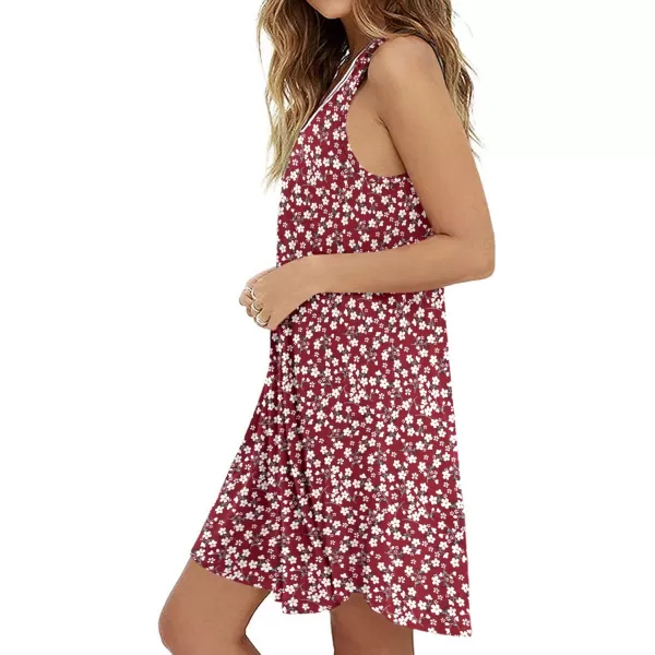 MOLERANI Womens Casual Swing Simple TShirt Loose DressRed Flower