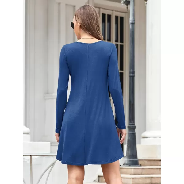 MOLERANI Womens Long Sleeve Casual Swing Simple TShirt Loose DressBeja Blue