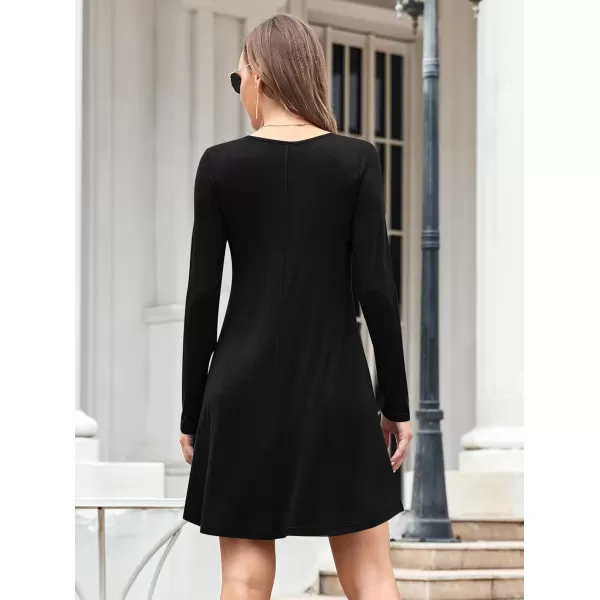 MOLERANI Womens Long Sleeve Casual Swing Simple TShirt Loose DressBlack