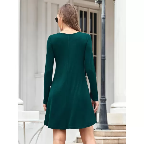 MOLERANI Womens Long Sleeve Casual Swing Simple TShirt Loose DressDark Green