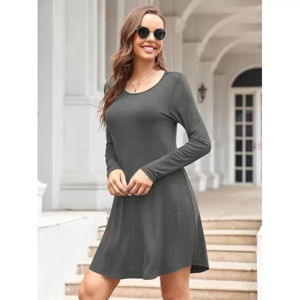 MOLERANI Womens Long Sleeve Casual Swing Simple TShirt Loose DressGrey