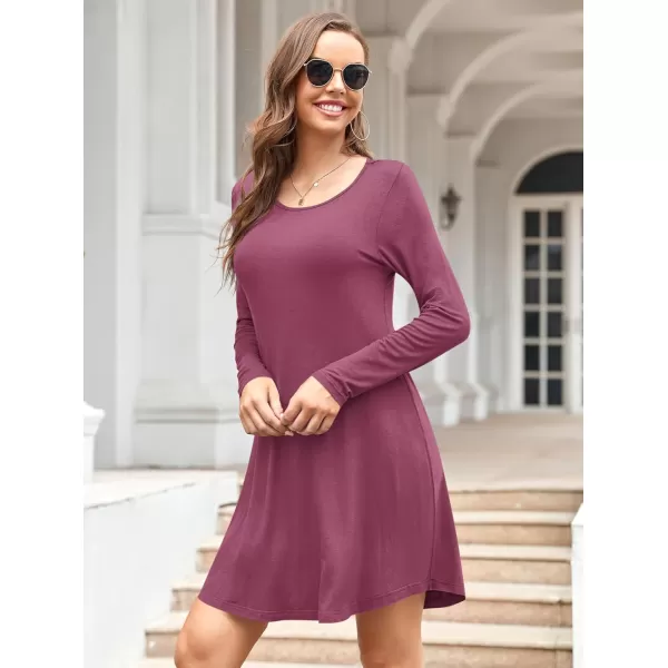 MOLERANI Womens Long Sleeve Casual Swing Simple TShirt Loose DressMauve