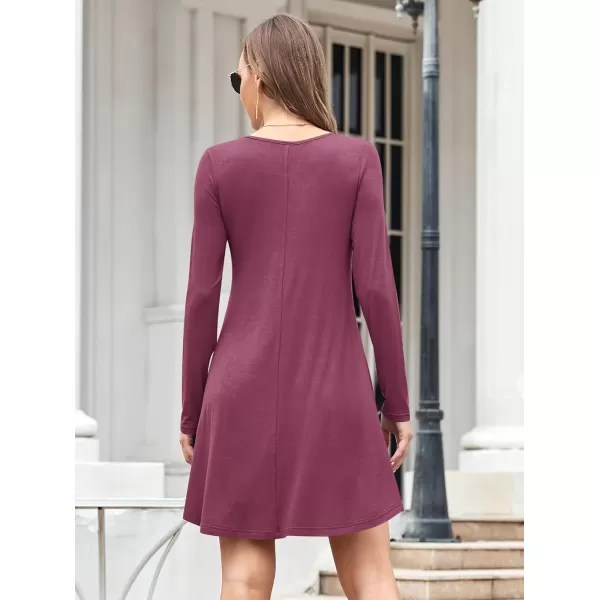 MOLERANI Womens Long Sleeve Casual Swing Simple TShirt Loose DressMauve