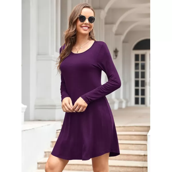 MOLERANI Womens Long Sleeve Casual Swing Simple TShirt Loose DressPurple