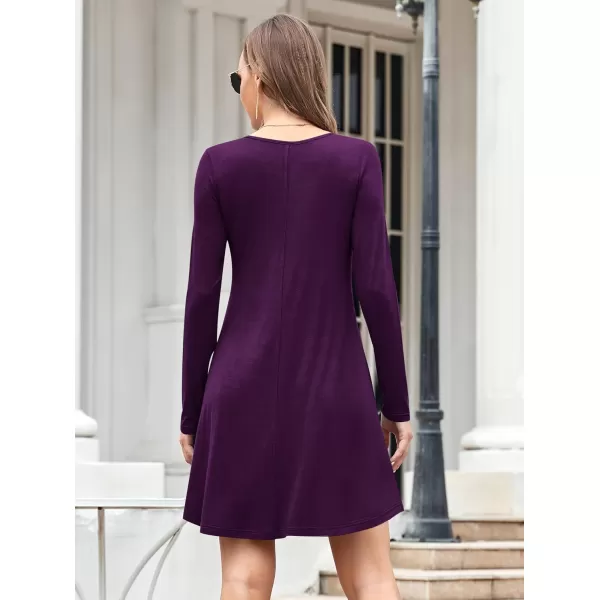 MOLERANI Womens Long Sleeve Casual Swing Simple TShirt Loose DressPurple