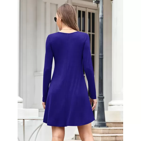 MOLERANI Womens Long Sleeve Casual Swing Simple TShirt Loose DressRoyal Blue