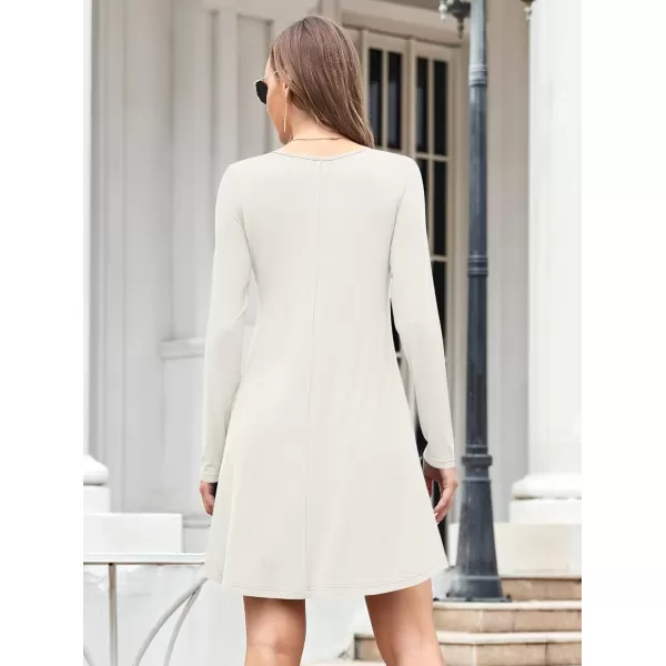 MOLERANI Womens Long Sleeve Casual Swing Simple TShirt Loose DressWhite