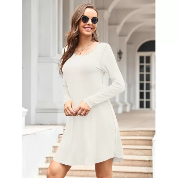 MOLERANI Womens Long Sleeve Casual Swing Simple TShirt Loose DressWhite