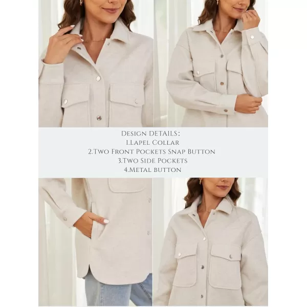 OSTOO Womens 2024 Oversized Lightweight Long Sleeves Shacket Jacket Button Down Wool Blend Coats with PocketsNavy