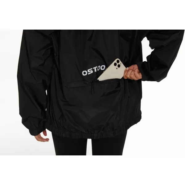 OSTOO Womens Running Cycling Lightweight Rain Jacket Waterproof with Hood Hiking Wind Breakers PulloverBlack a