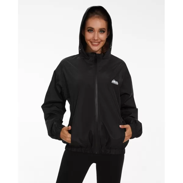 OSTOO Womens Running Cycling Lightweight Rain Jacket Waterproof with Hood Hiking Wind Breakers PulloverBlack a