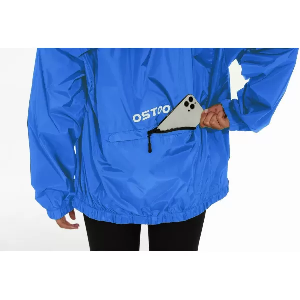 OSTOO Womens Running Cycling Lightweight Rain Jacket Waterproof with Hood Hiking Wind Breakers PulloverBlue a
