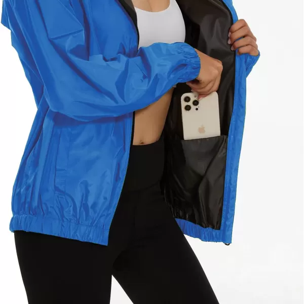 OSTOO Womens Running Cycling Lightweight Rain Jacket Waterproof with Hood Hiking Wind Breakers PulloverBlue a