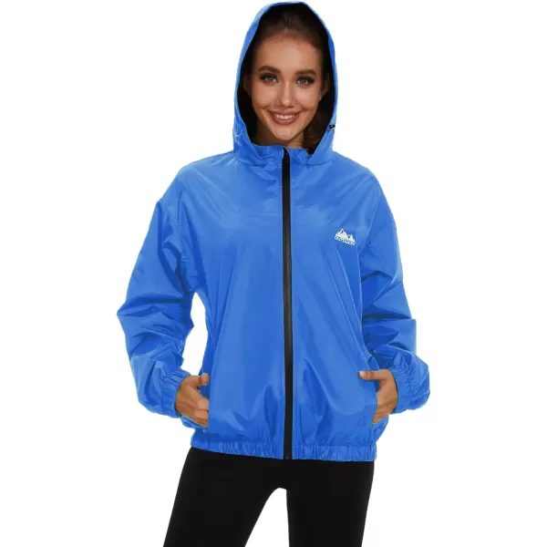 OSTOO Womens Running Cycling Lightweight Rain Jacket Waterproof with Hood Hiking Wind Breakers PulloverBlue a