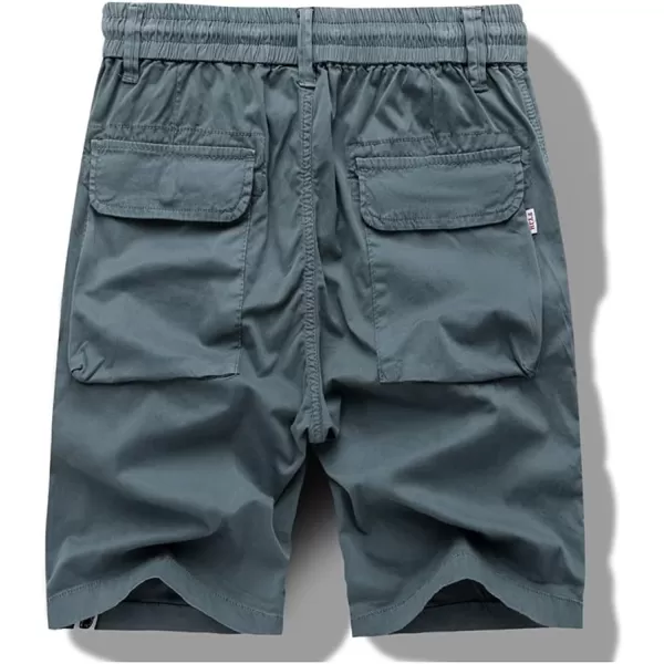 chouyatou Mens Drawstring Waist Big Pocket Beach Flat Front Summer Chino ShortsGrey