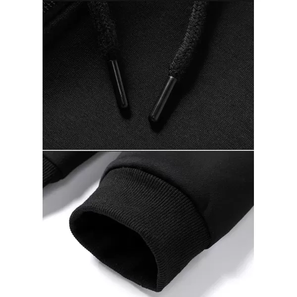 chouyatou Mens Fall Winter Warm Sherpa Lined Jersey Knit Hooded Sweatshirt JacketBlack