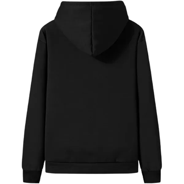chouyatou Mens Fall Winter Warm Sherpa Lined Jersey Knit Hooded Sweatshirt JacketBlack
