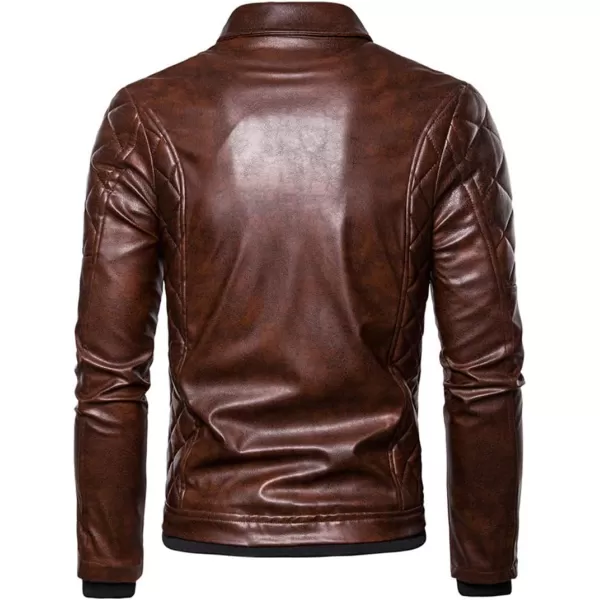 chouyatou Mens Removable Fur Collar Sherpa Lined Steampunk Faux Leather JacketBrown