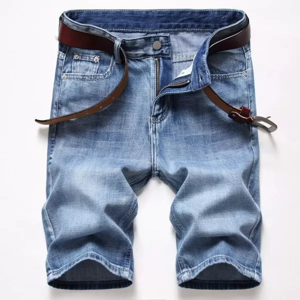 chouyatou Mens Summer Essential Straight Leg Casual Ripped Denim Jean ShortsLight Blue