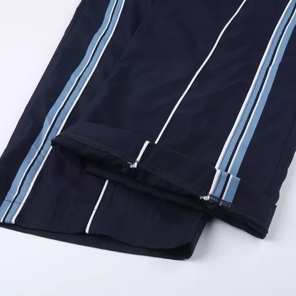 chouyatou Womens Parachute Pants Baggy Cargo Pants Side Striped Y2K Wide Leg Track PantsNavy Blue