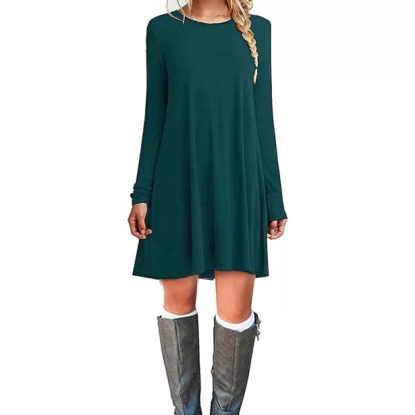 MOLERANI Womens Casual Plain Simple Long Sleeve TShirt Loose Dress04dark Green