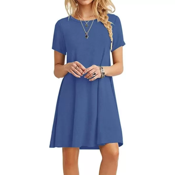 MOLERANI Womens Casual Plain Simple TShirt Loose Dress01 Beja Blue