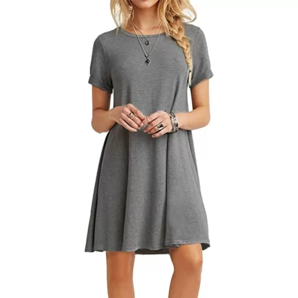 MOLERANI Womens Casual Plain Simple TShirt Loose Dress01 Grey