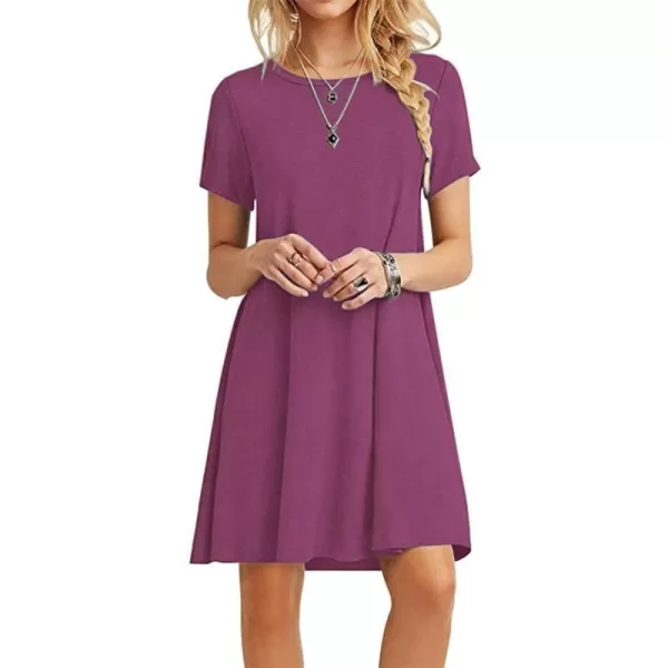 MOLERANI Womens Casual Plain Simple TShirt Loose Dress01 Mauve