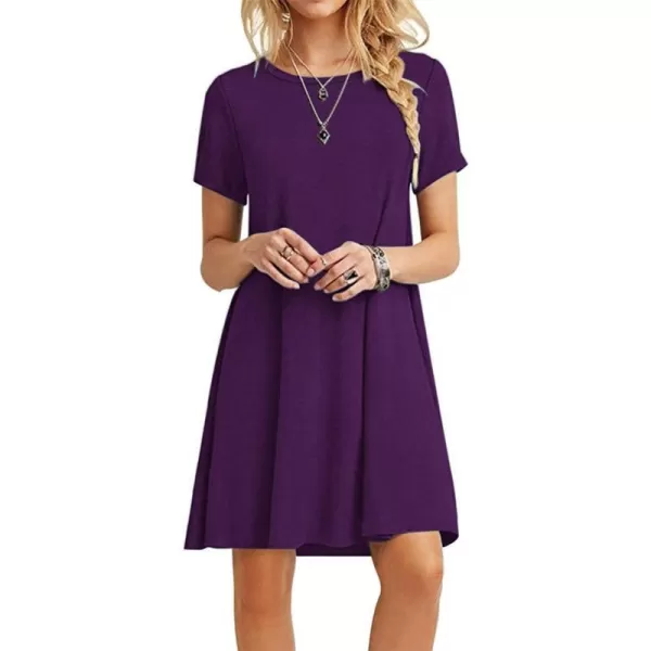 MOLERANI Womens Casual Plain Simple TShirt Loose Dress01 Purple