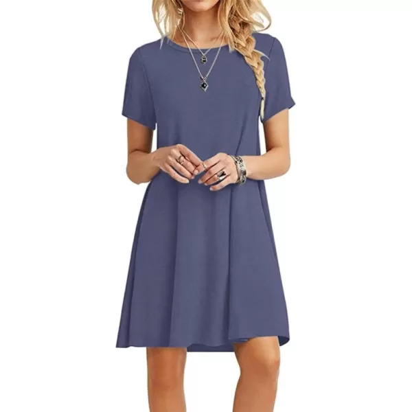 MOLERANI Womens Casual Plain Simple TShirt Loose Dress01 Purple Grey