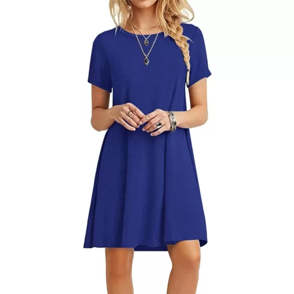 MOLERANI Womens Casual Plain Simple TShirt Loose Dress01 Royal Blue