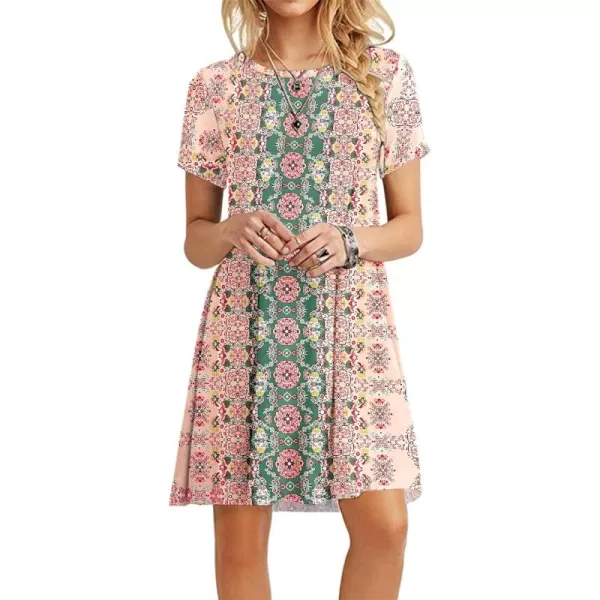 MOLERANI Womens Casual Plain Simple TShirt Loose Dress02 Pink Flower