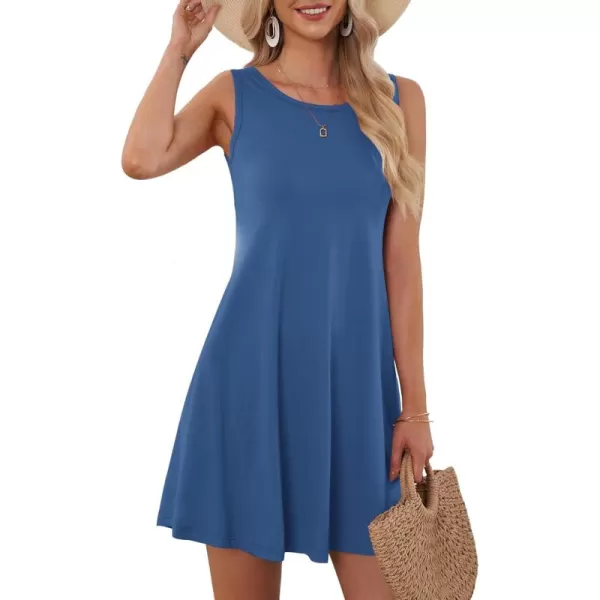MOLERANI Womens Casual Swing Simple TShirt Loose Dress1 Beja Blue