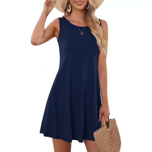 MOLERANI Womens Casual Swing Simple TShirt Loose Dress1 Navy Blue