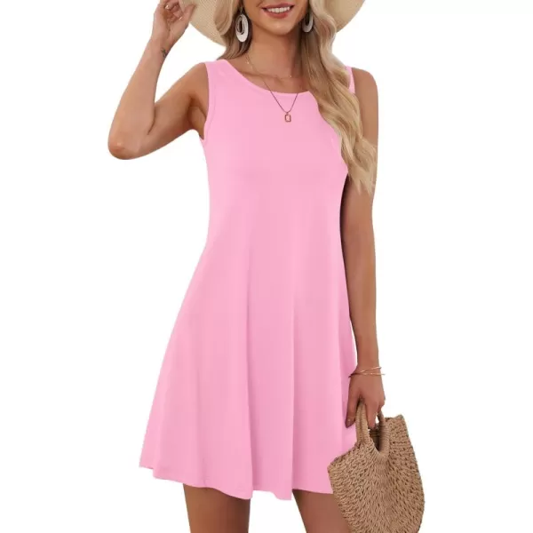 MOLERANI Womens Casual Swing Simple TShirt Loose Dress1 Pink