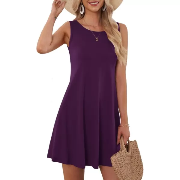 MOLERANI Womens Casual Swing Simple TShirt Loose Dress1 Purple