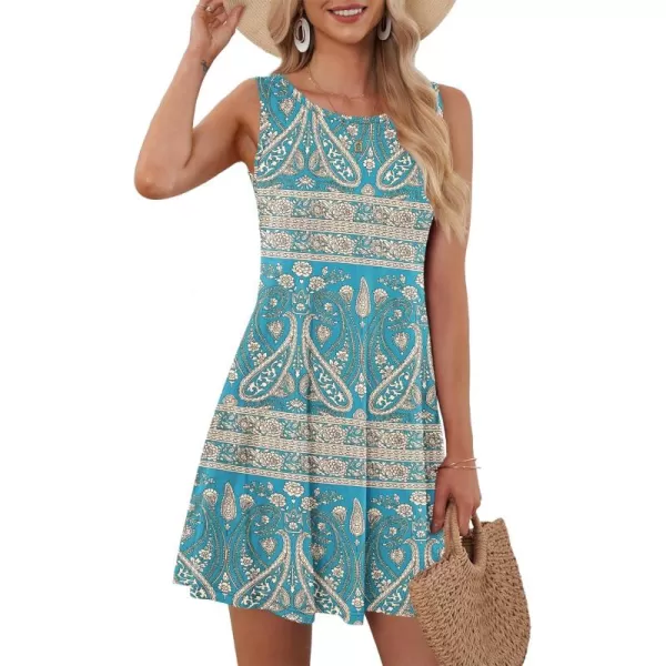 MOLERANI Womens Casual Swing Simple TShirt Loose DressBoho Floral Green