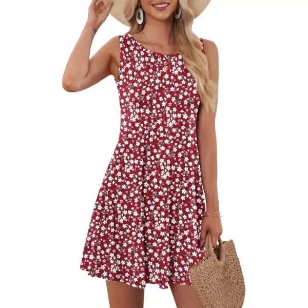 MOLERANI Womens Casual Swing Simple TShirt Loose DressRed Flower