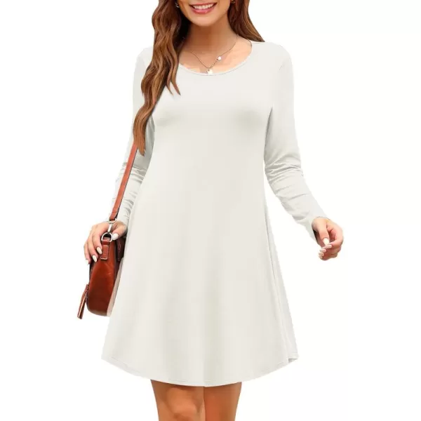 MOLERANI Womens Long Sleeve Casual Swing Simple TShirt Loose DressWhite