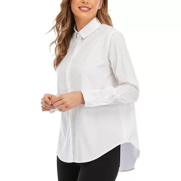 OSTOO Womens Long Sleeve Button Up Dress Shirts Blouses Oversized Tunic ShirtsWhite