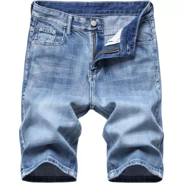 chouyatou Mens Summer Essential Straight Leg Casual Ripped Denim Jean ShortsLight Blue