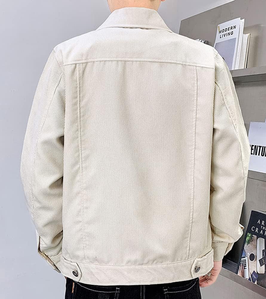chouyatou Mens Spring Fall Vintage Casual Work Wear Lightweight Corduroy JacketBeige