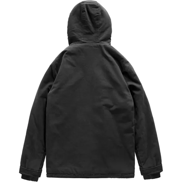 chouyatou Mens Casual Hooded Winter Jackets Outdoor Warm Sherpa Lined Parka JacketBlack