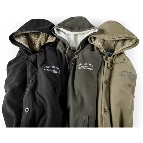 chouyatou Mens Casual Hooded Winter Jackets Outdoor Warm Sherpa Lined Parka JacketGreyish Green